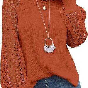 Trendy XXL Long Sleeve Lace Arm Blouse - Effortlessly Stylish for Any Occasion